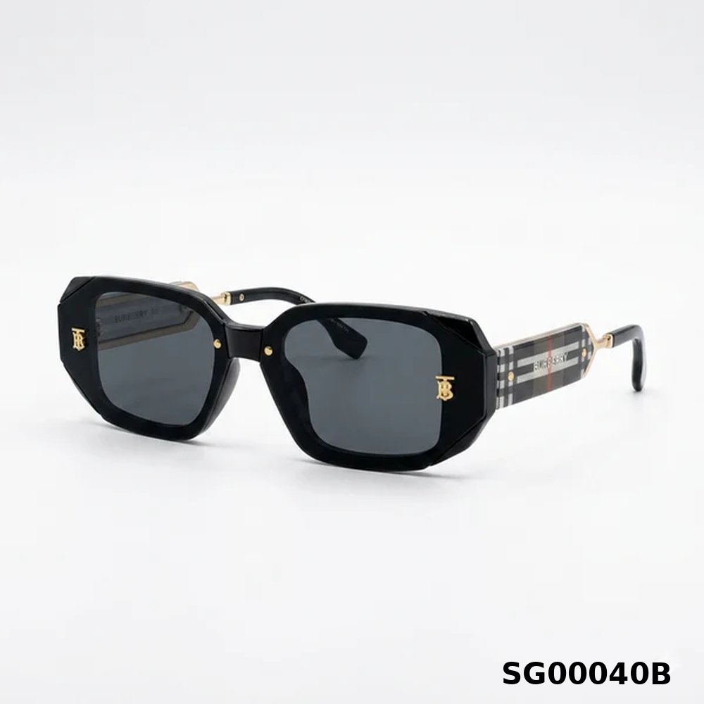 Burberry Check Temple Square Frame Sunglasses