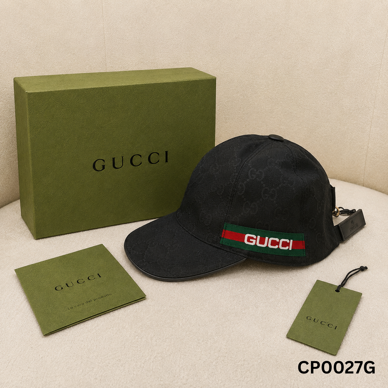 Gucci Black GG Monogram Baseball Cap