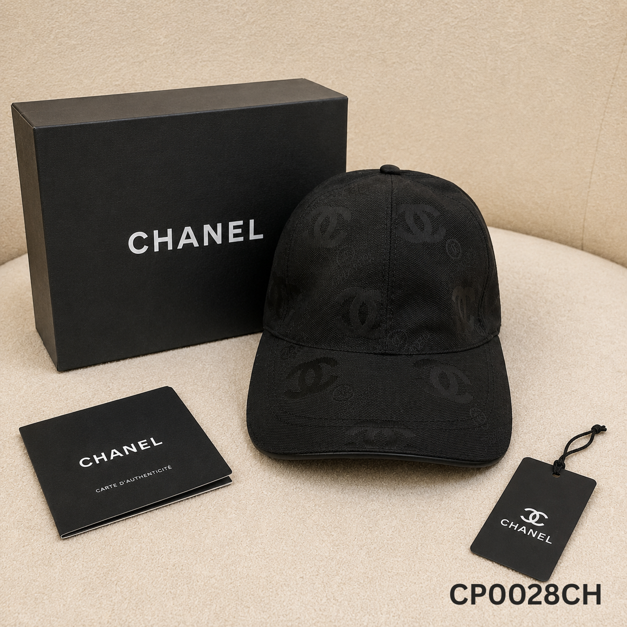 Chanel Black Monogram Baseball Cap