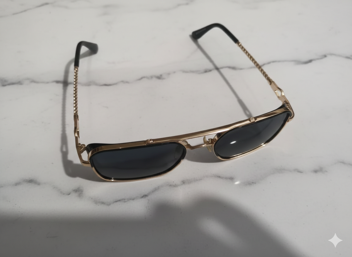 Cartier Rectangular Metal Frame Sunglasses