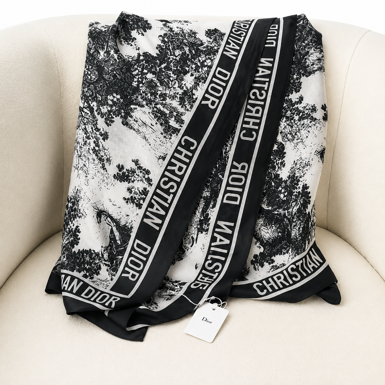 Christian Dior Toile de Jouy Silk Stole