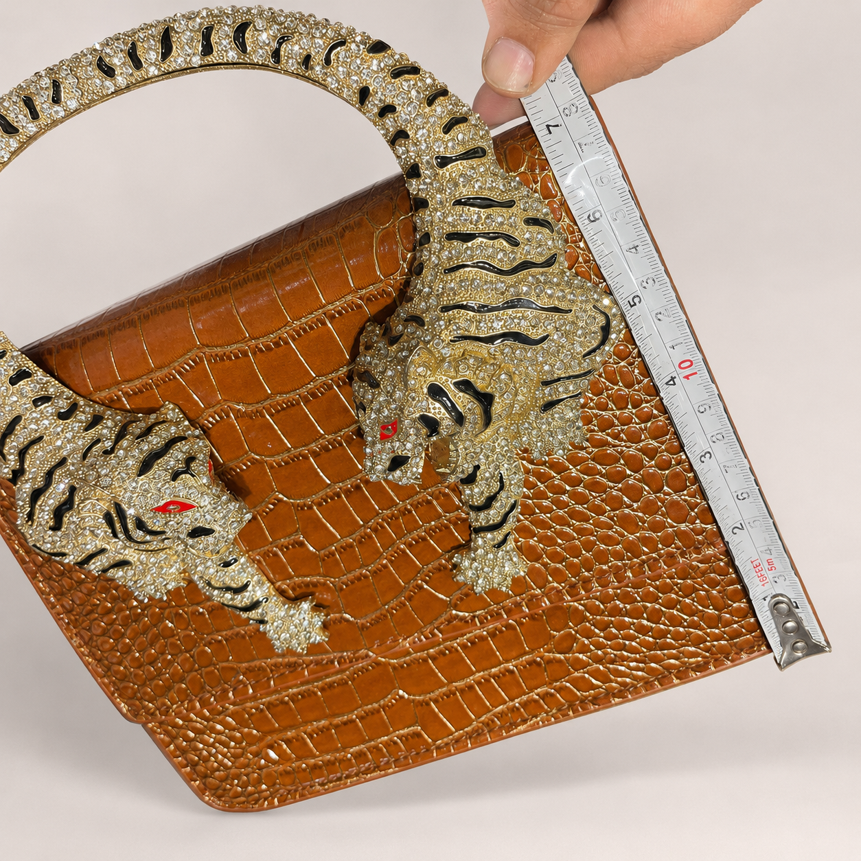 Roberto Cavalli Roar Crystal Tiger Top Handle Bag