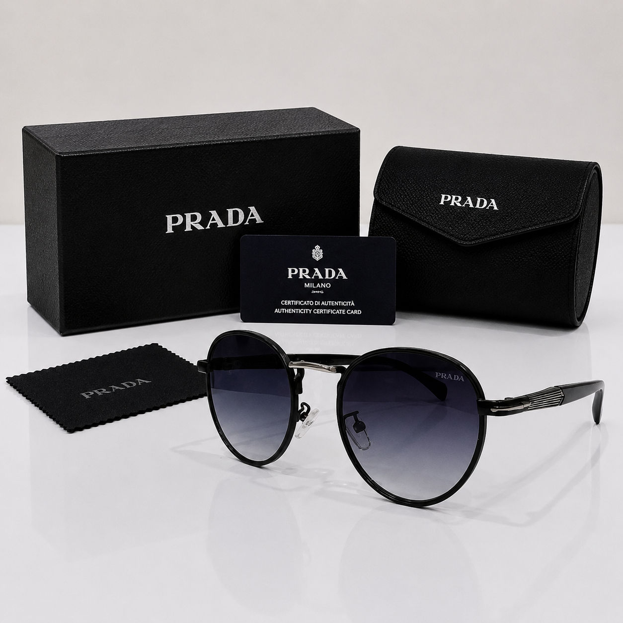 Prada Milano Round Classic Gradient Sunglasses