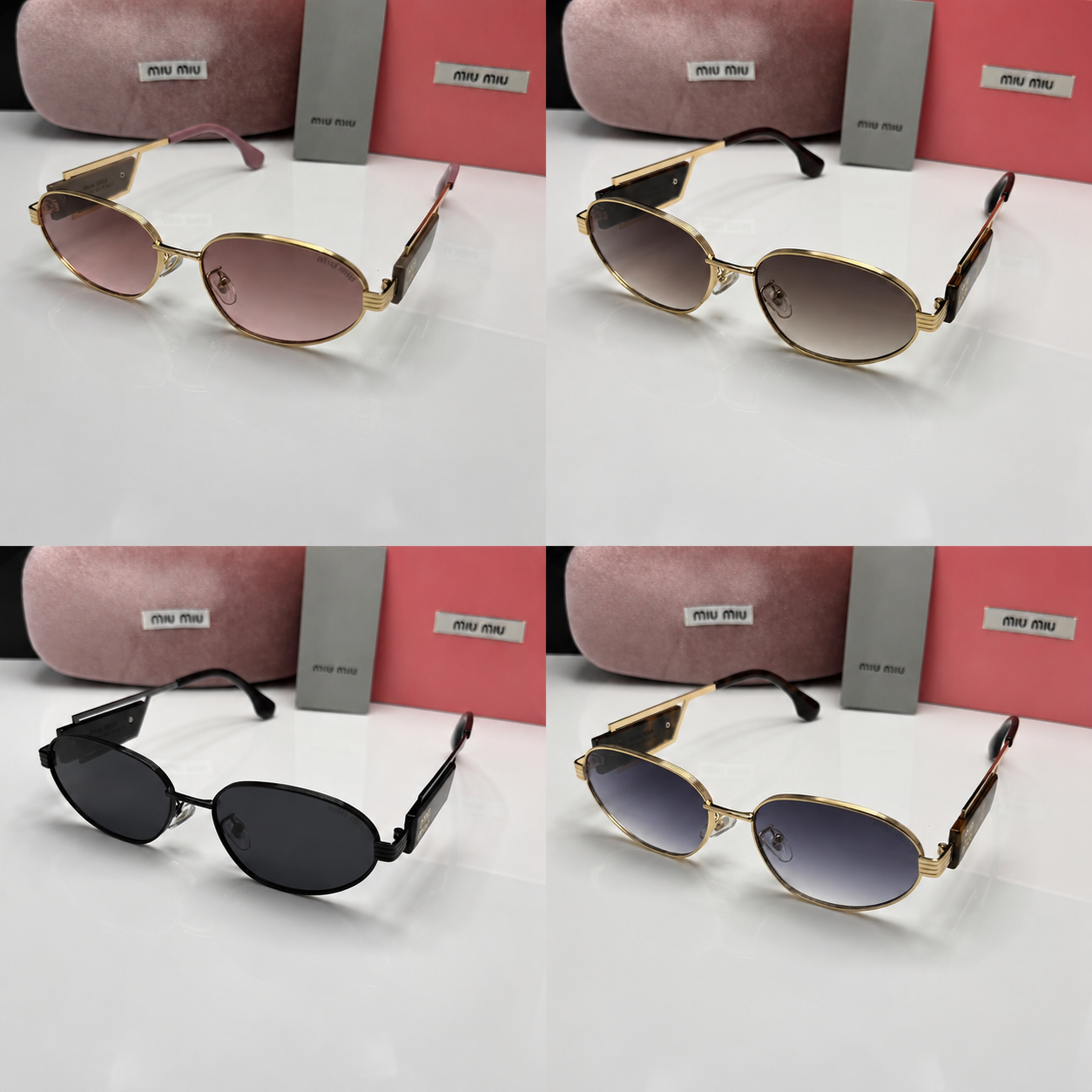 Miu Miu Luxe Oval Metal Sunglasses