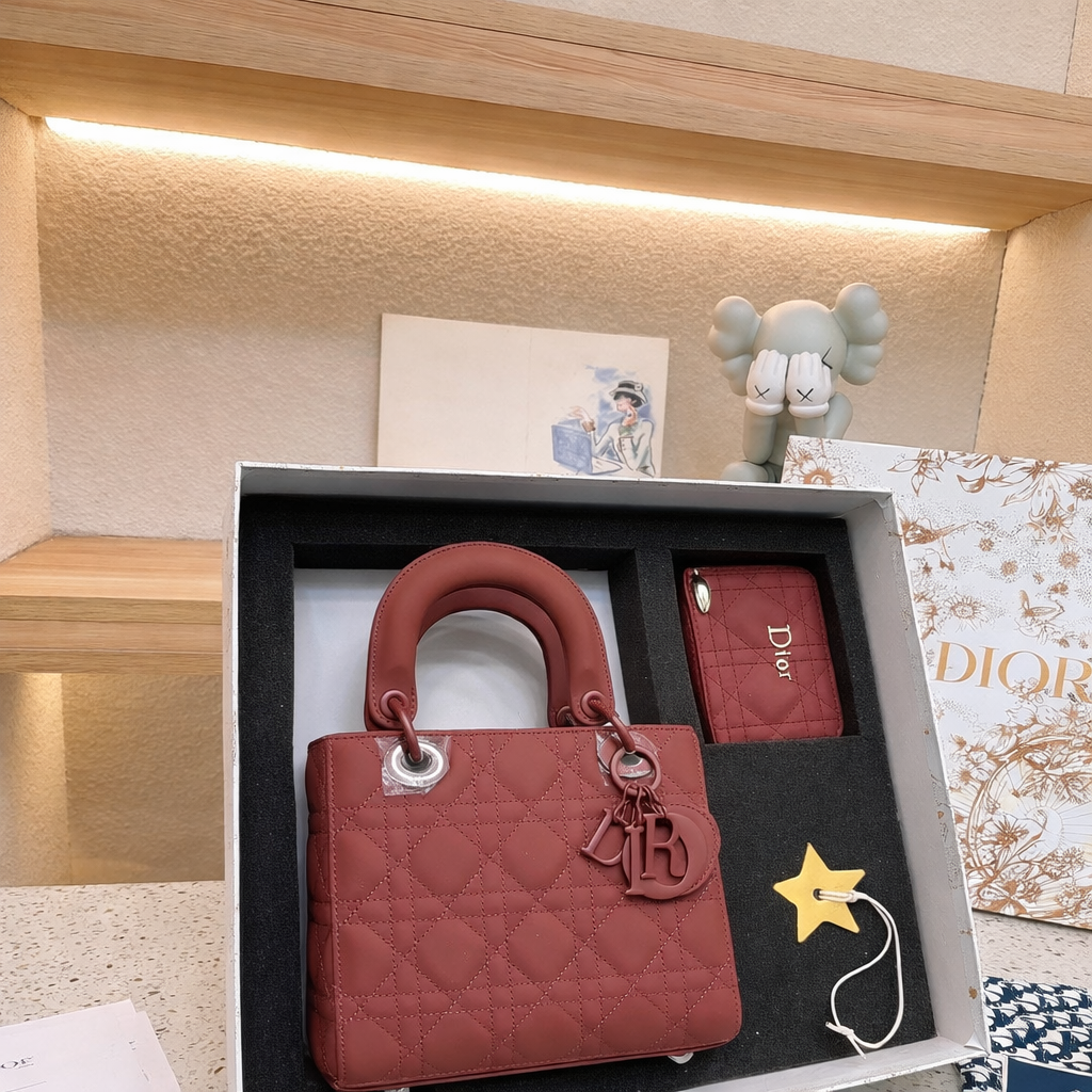 Christian Dior Cannage Quilted Lady Bag Style Set