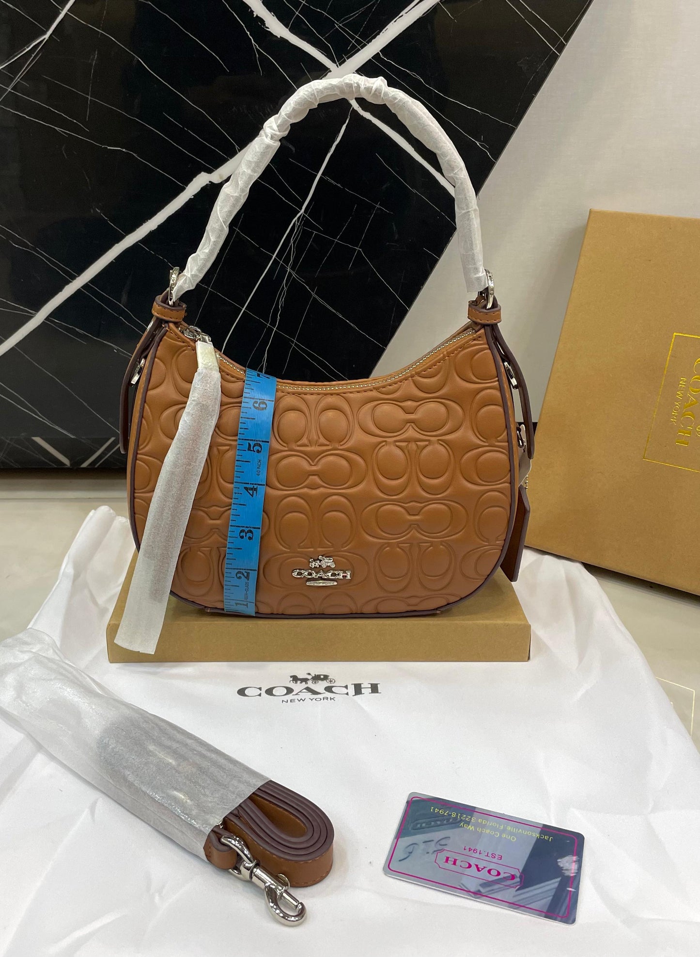 Coach Style Embossed Signature Mini Shoulder Bag