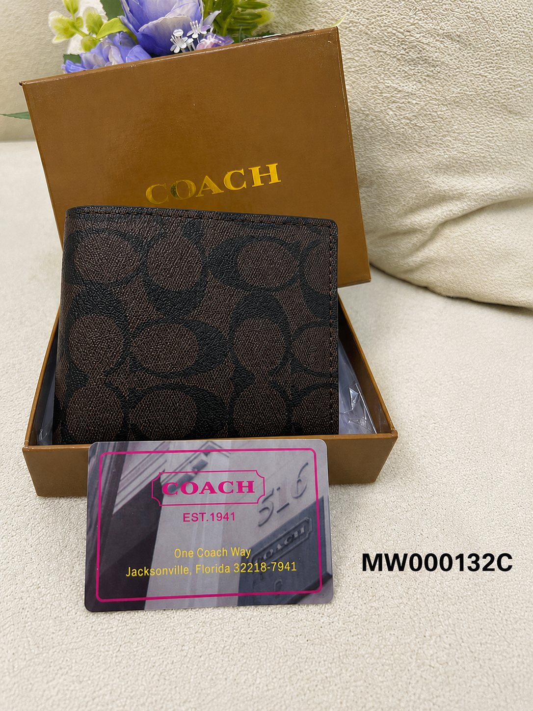 Coach Signature Monogram Bi-Fold Wallet Style