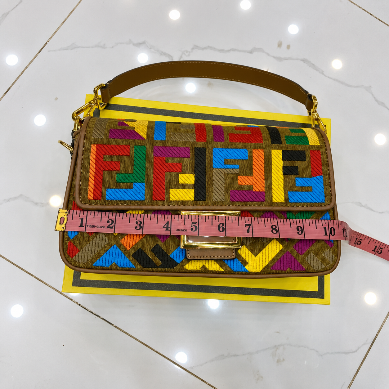 Fendi FF Multicolor Embroidered Baguette Bag