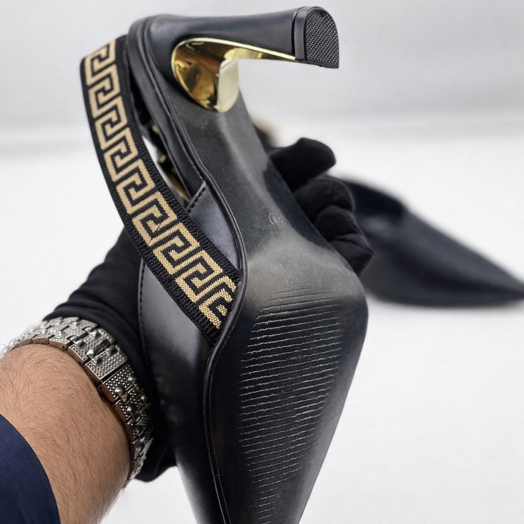 Fendi FF Strap Slingback Heels