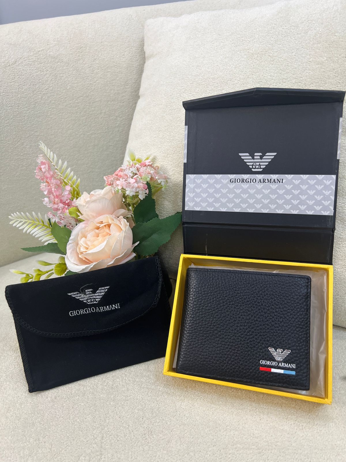 Giorgio Armani Logo Leather Wallet Style