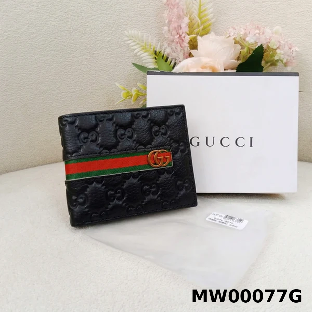 Gu-cci GG Stripe Leather Wallet Style