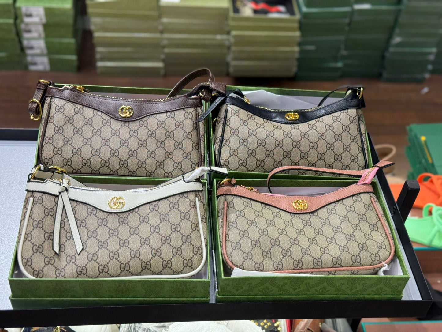 Gucci Ophidia GG Small Shoulder Bag with Leather Trim