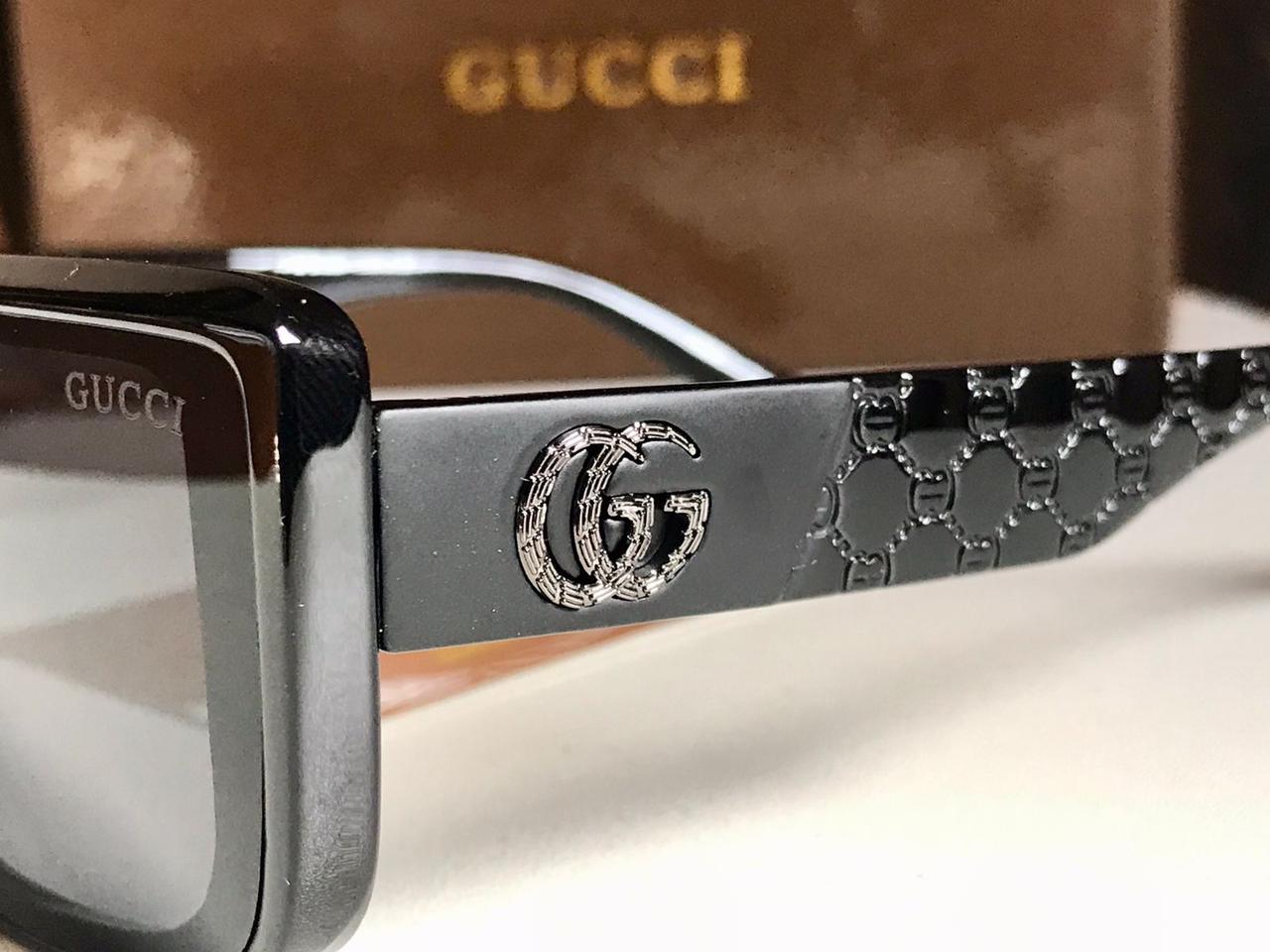Gucci Rectangular Black Acetate Sunglasses