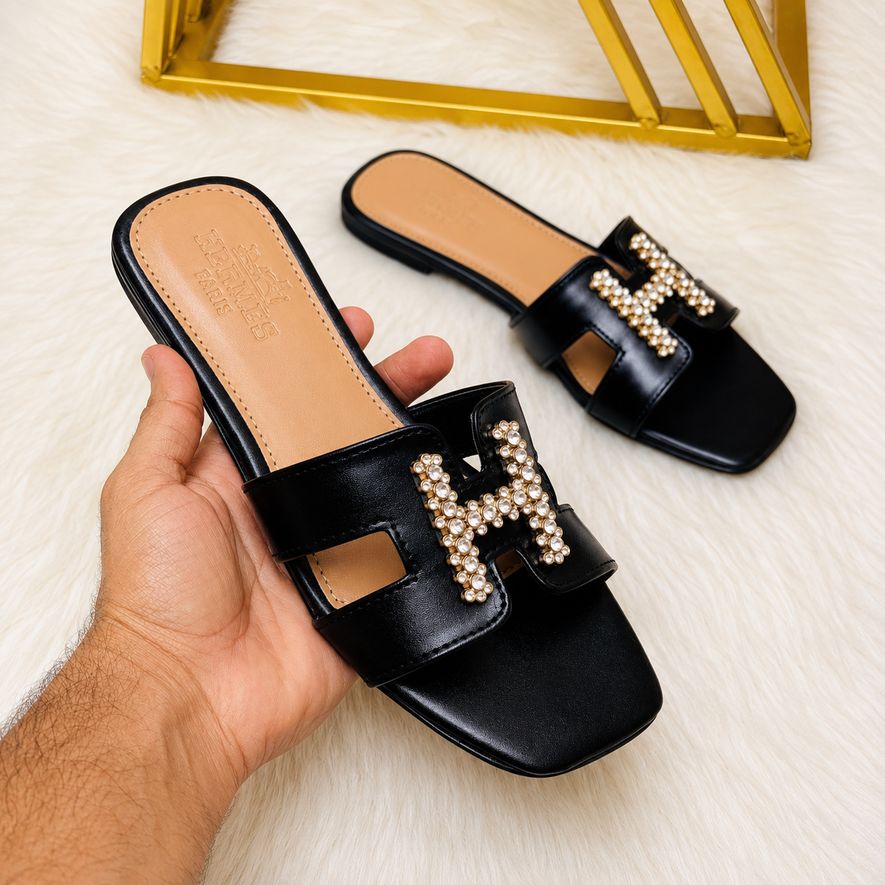 Hermès Crystal H Slide Sandals