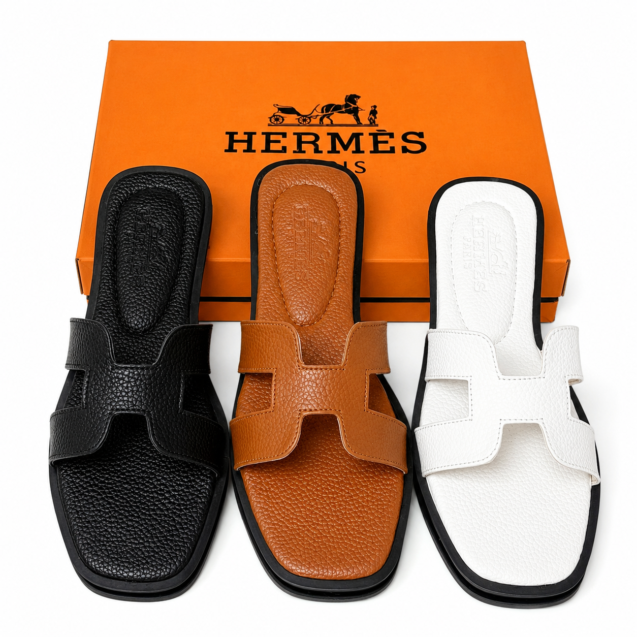 Hermès Oran Leather Slide Sandals