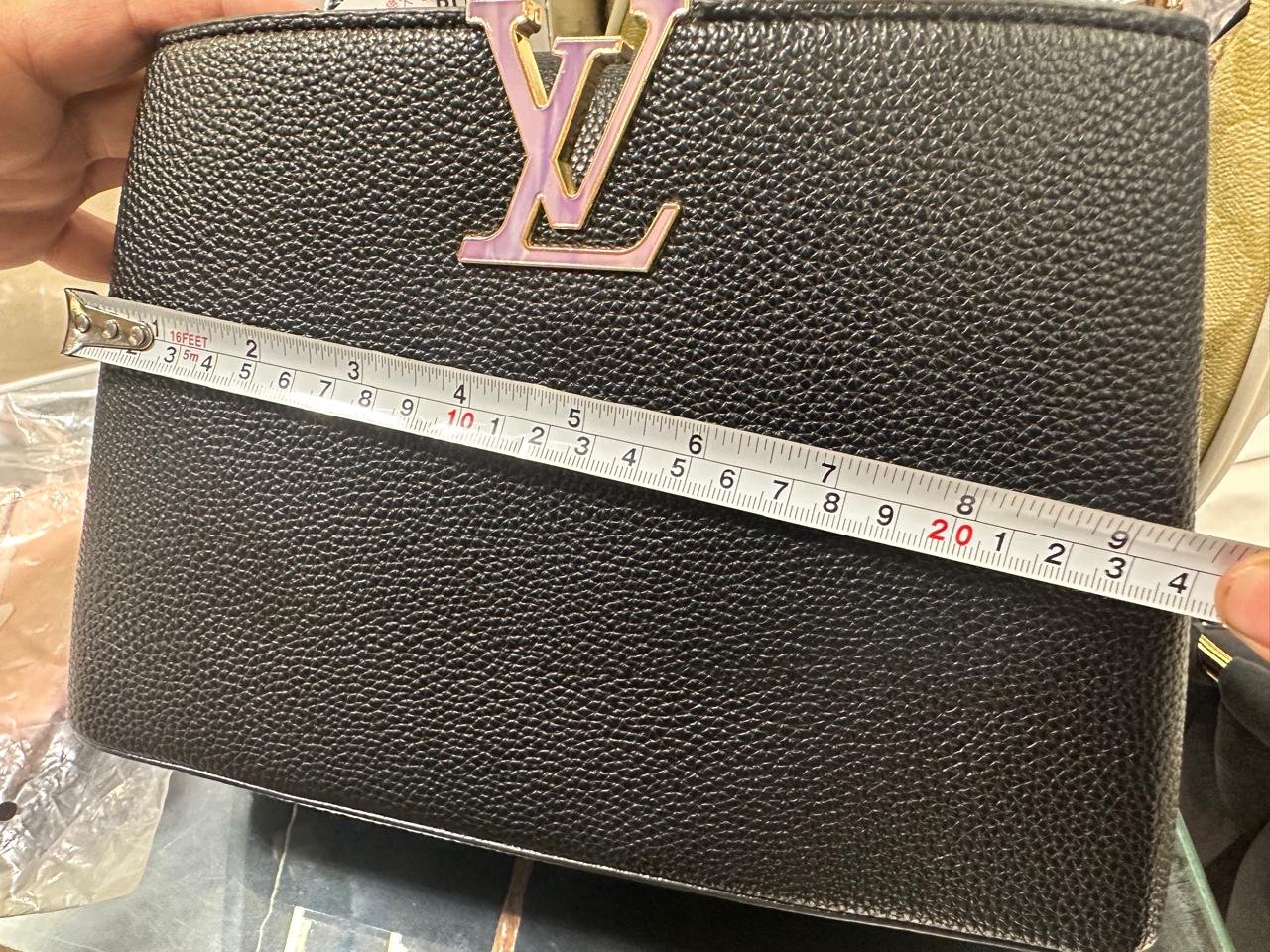 Louis Vuitton Capucines Mini Leather Top Handle Bag with Decorative Chain