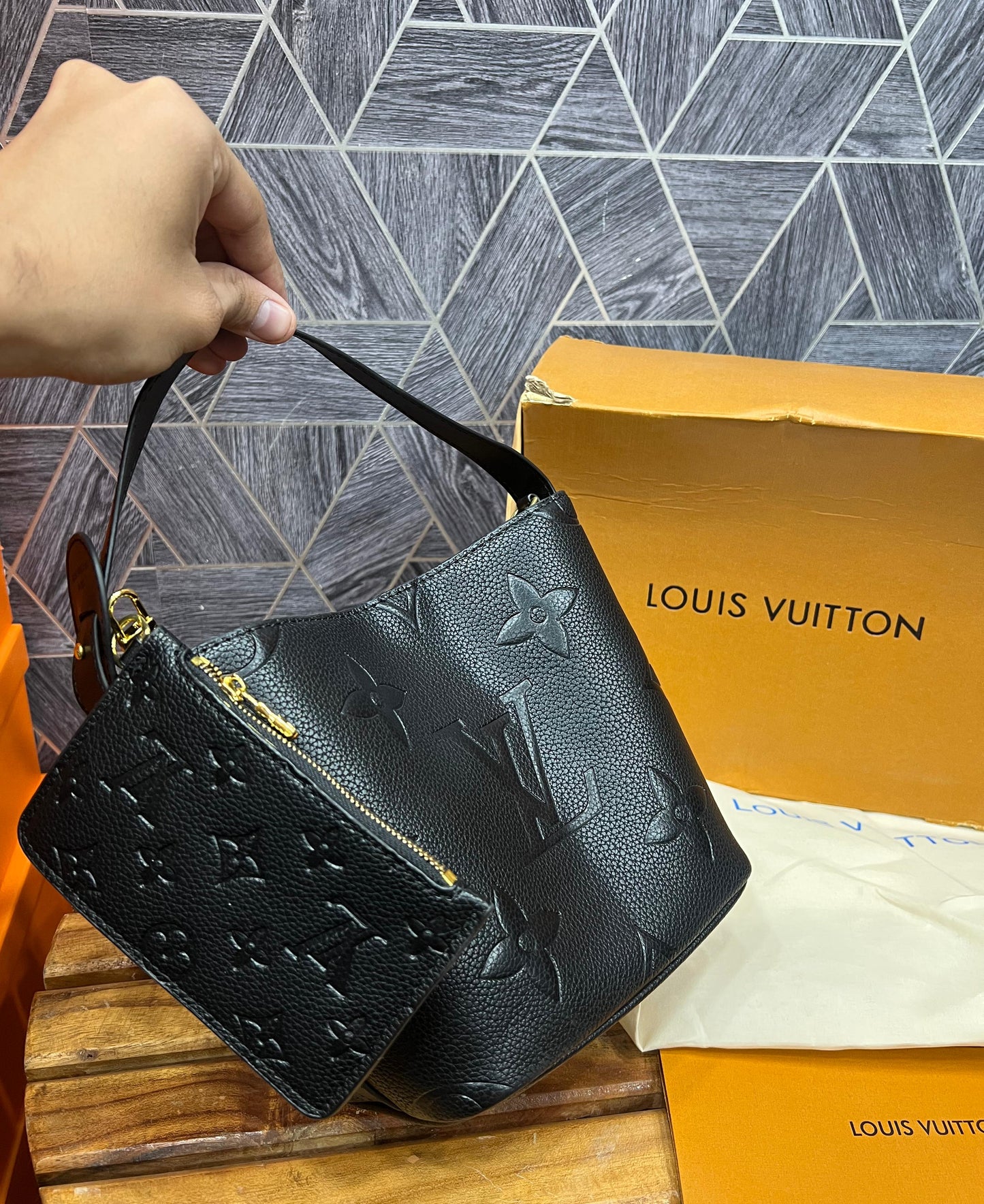 Lo-uis Vuitton All In BB Bucket Bag (Monogram Empreinte Leather)