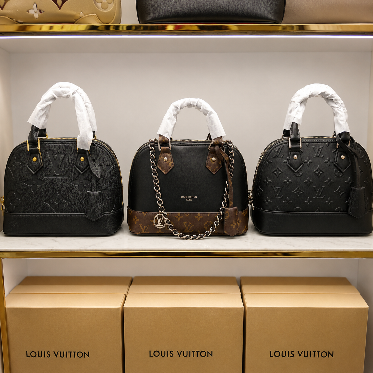 Louis Vuitton Alma BB Silhouette Bag ā Black Monogram