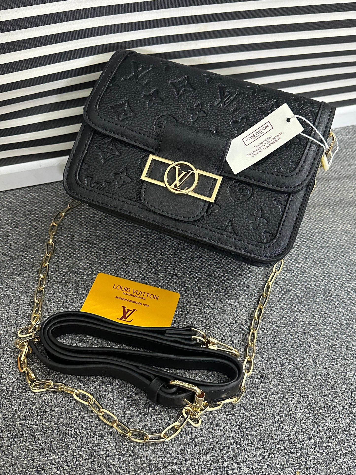 Louis Vuitton Dauphine MM Monogram Empreinte Bag (Black)