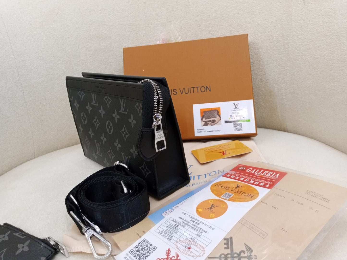 Louis Vuitton Monogram Eclipse Crossbody Clutch Bag with Card Holder