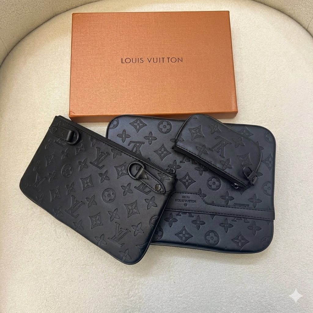 Louis Vuitton Trio Messenger Bag Monogram Shadow Leather