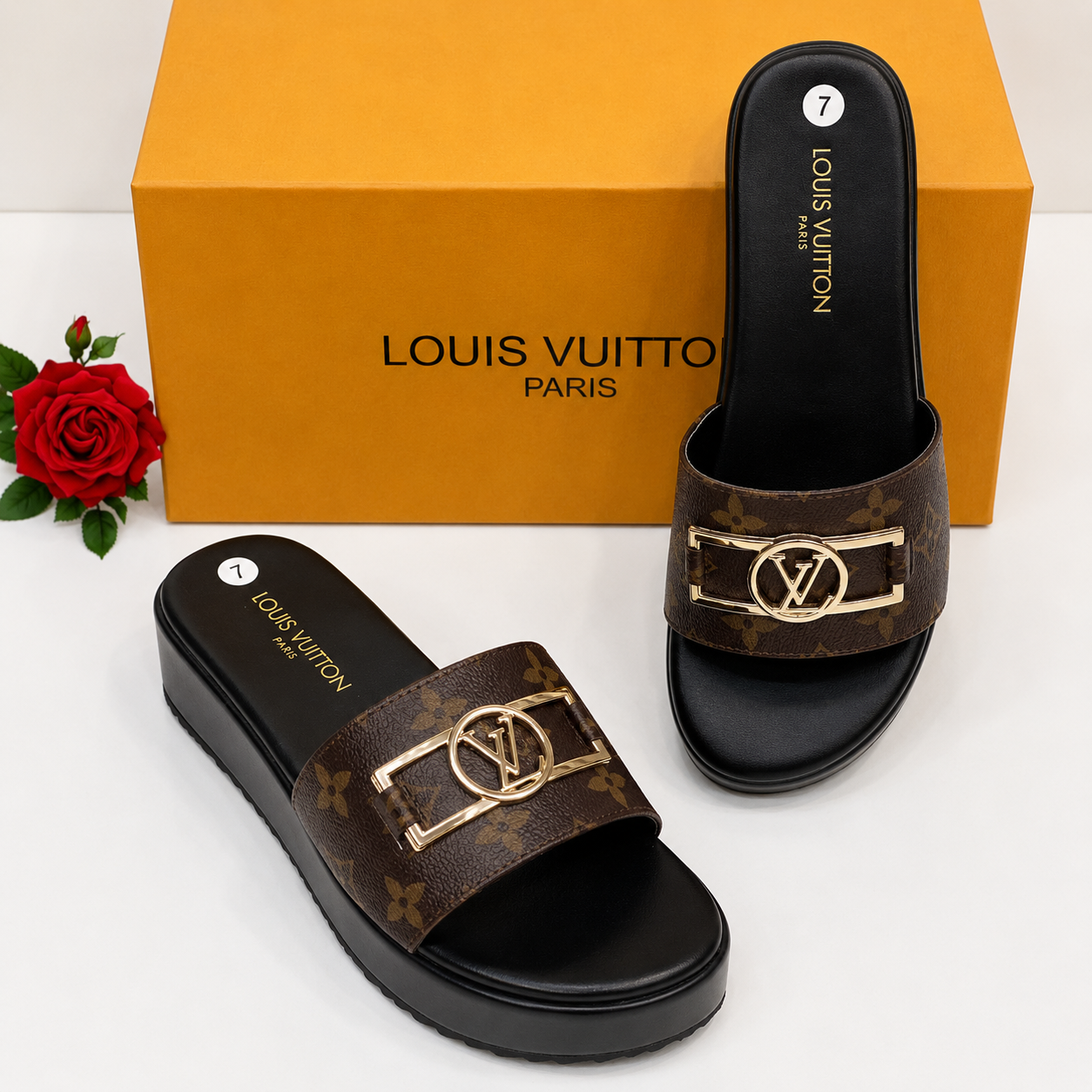 Louis Vuitton Monogram Platform Slide Sandals