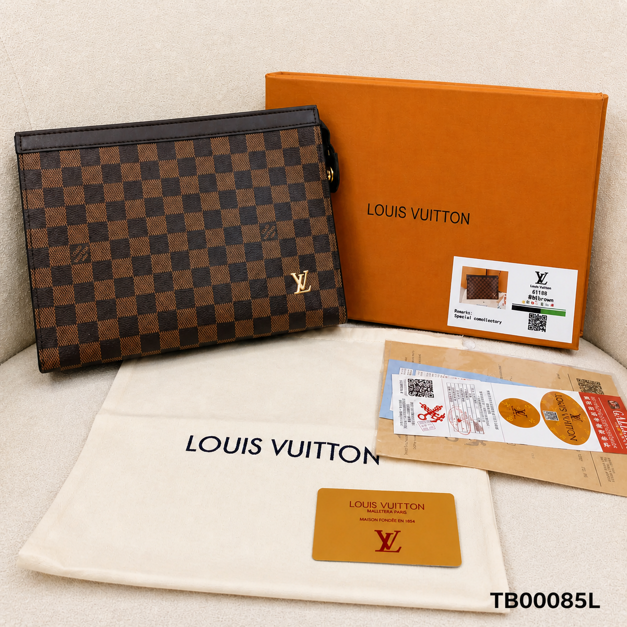 Louis Vuitton Damier Ebene Premium Zip Clutch Pouch