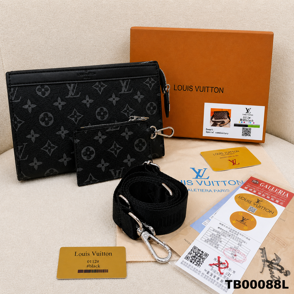 Louis Vuitton Monogram Eclipse Crossbody Clutch Bag with Card Holder