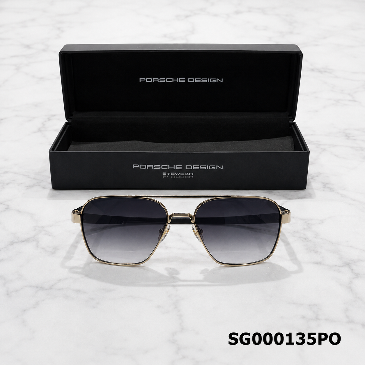 Porsche Rectangular Metal Aviator Sunglasses