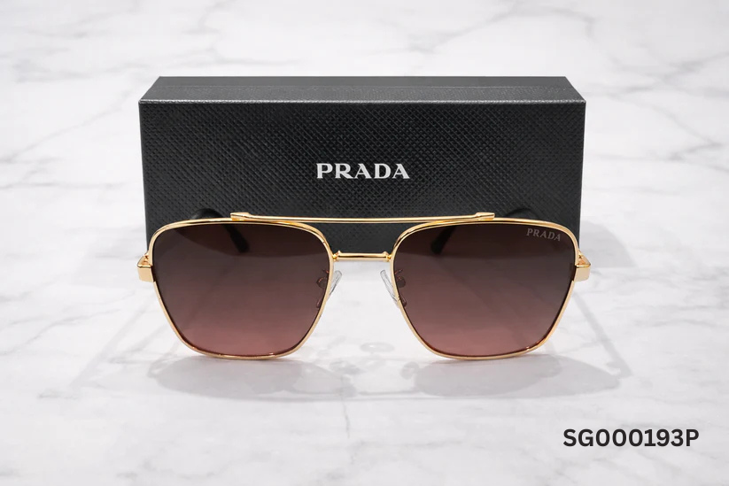 Prada Square Metal Aviator Sunglasses ā Brown Gradient
