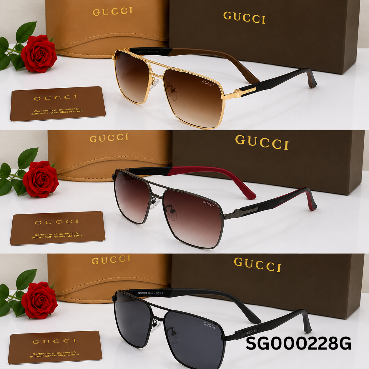 Gucci Aero Shield Metal Sunglasses