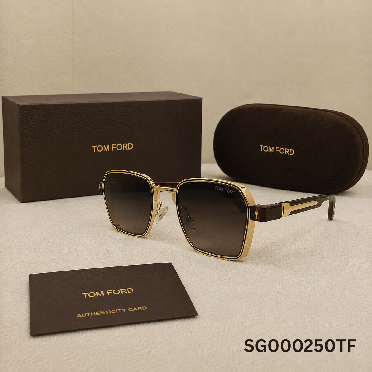 Tom Ford Luxe Square Metal Sunglasses