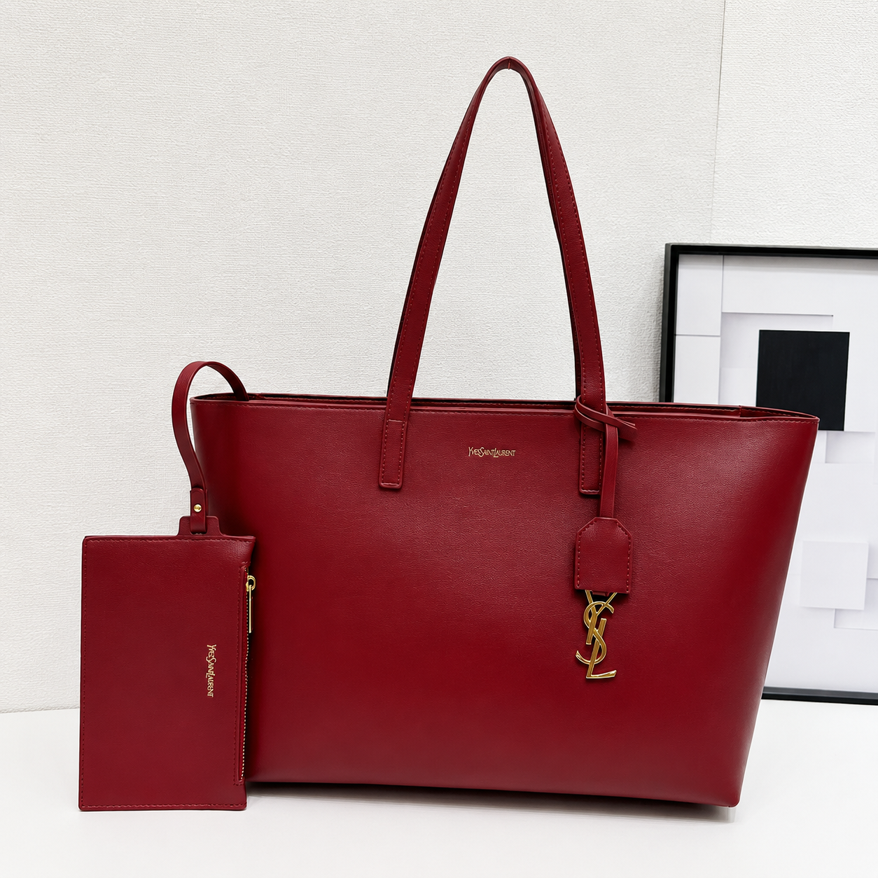 Saint Laurent East West Leather Tote Bag