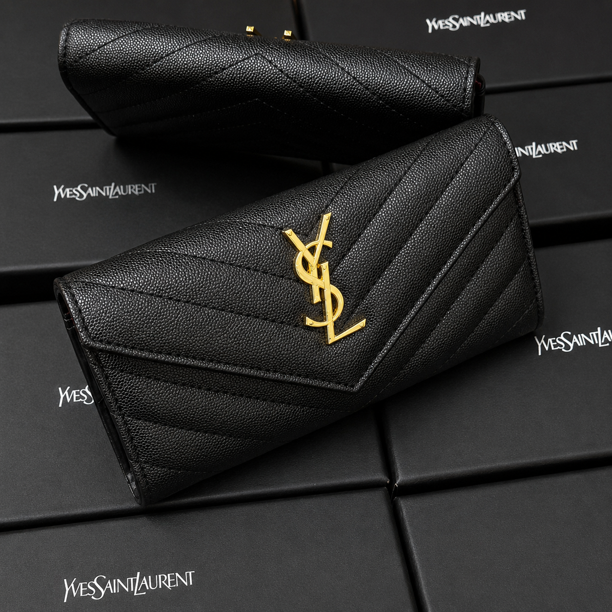 Saint Laurent Monogram Envelope Flap Wallet