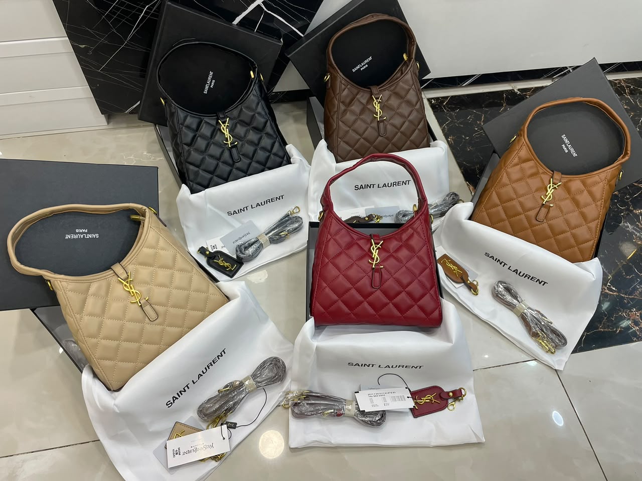 Saint Laurent Quilted Hobo Shoulder Bag