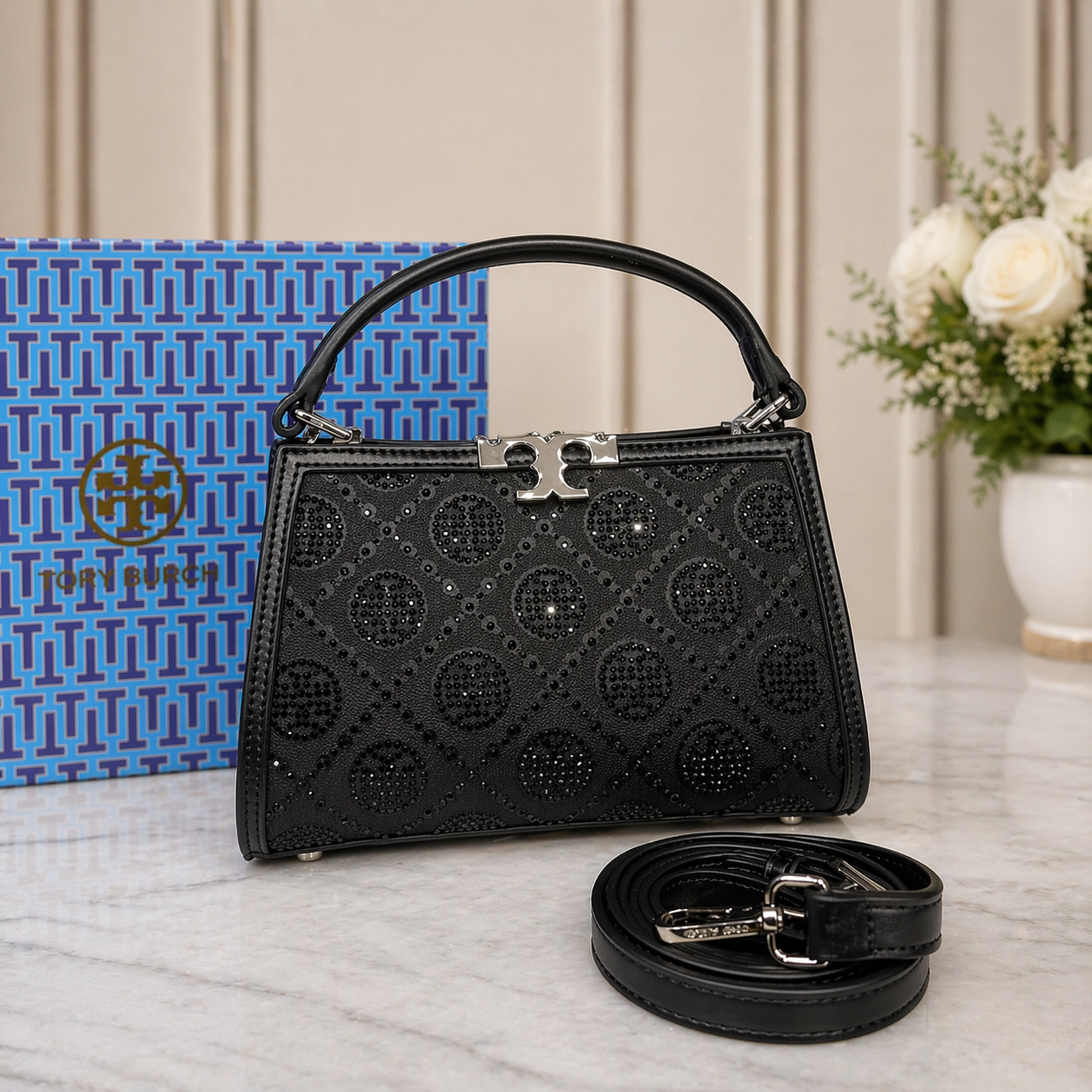 Tory Burch Eleanor T Monogram Hotfix Mini Satchel