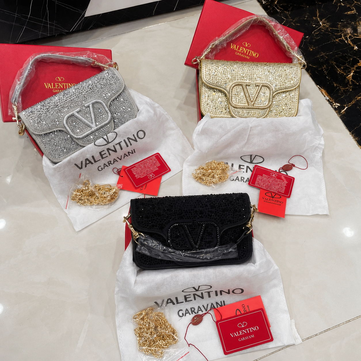 Valentino Garavani VLogo Crystal Shoulder Bag