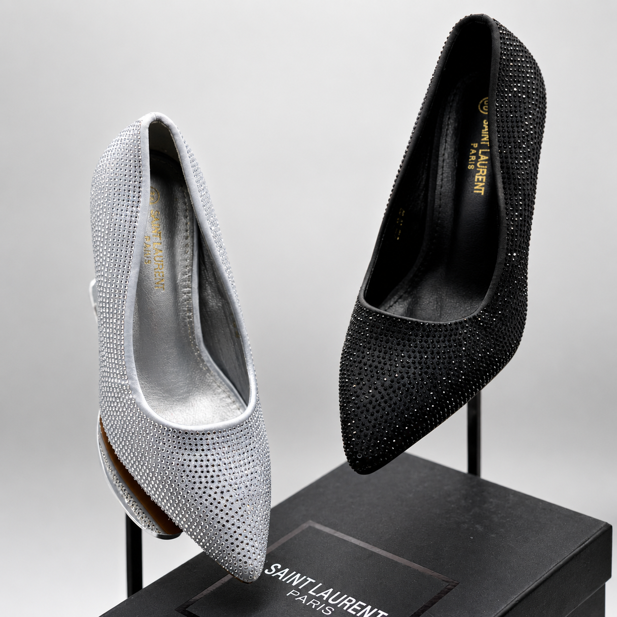 YSL Crystal Embellished Pointed Toe Pumps