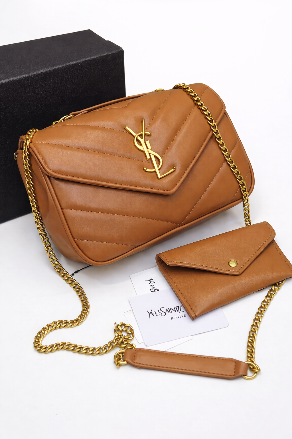 Yves Saint Laurent Style Chevron Chain Shoulder Bag