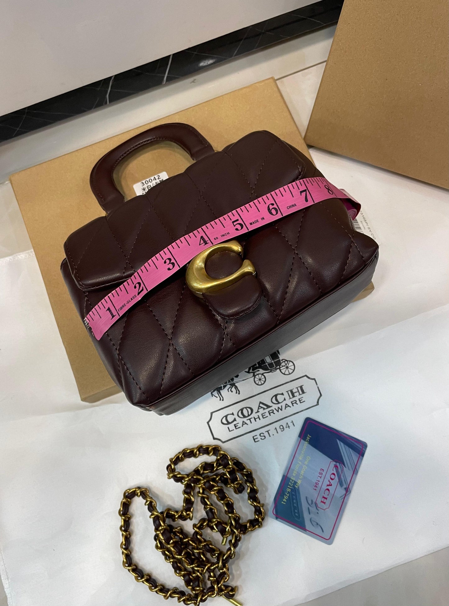 CoachTabby Quilted Top Handle Bag in leather