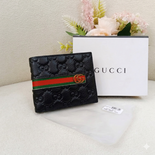 Gu-cci GG Stripe Leather Wallet Style