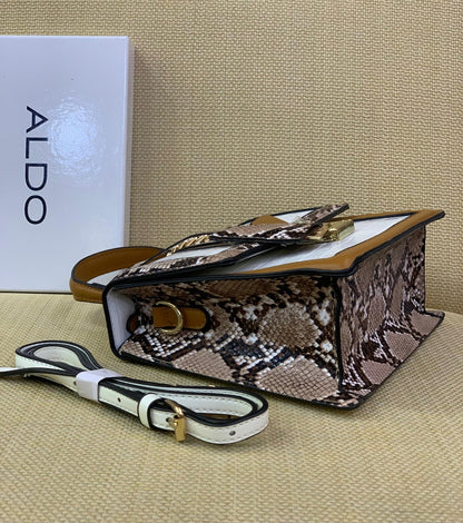 ALDO Croc-Embossed Chain-Lock Mini Satchel