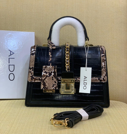 ALDO Croc-Embossed Chain-Lock Mini Satchel