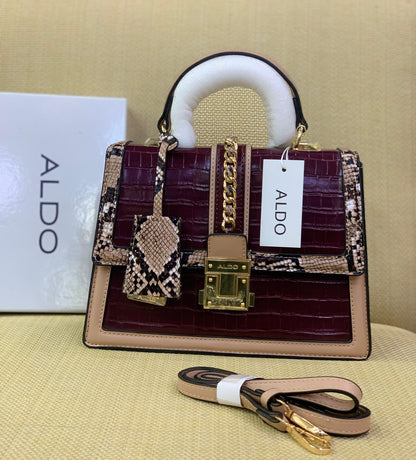 ALDO Croc-Embossed Chain-Lock Mini Satchel