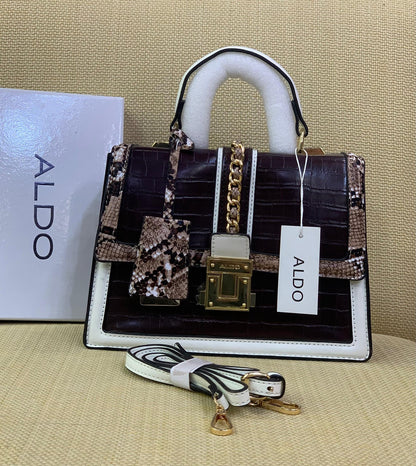 ALDO Croc-Embossed Chain-Lock Mini Satchel