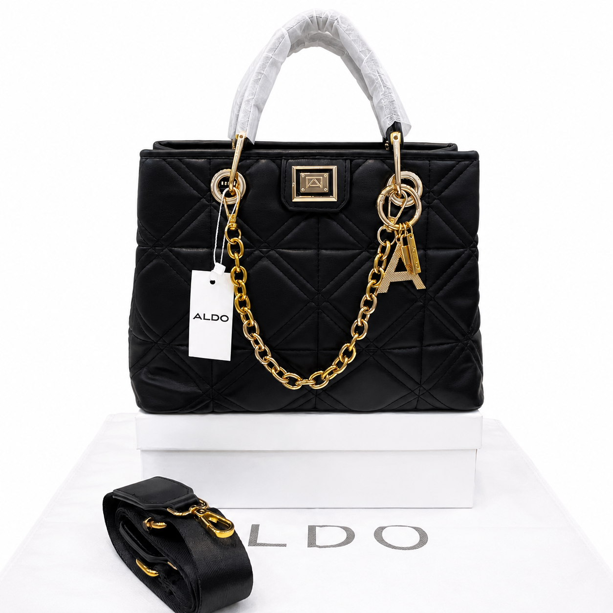 Aldo Quilted Chain Tote Bag