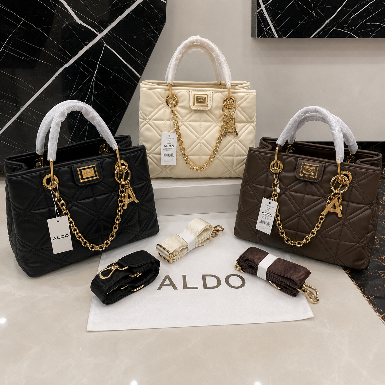 Aldo Quilted Chain Tote Bag