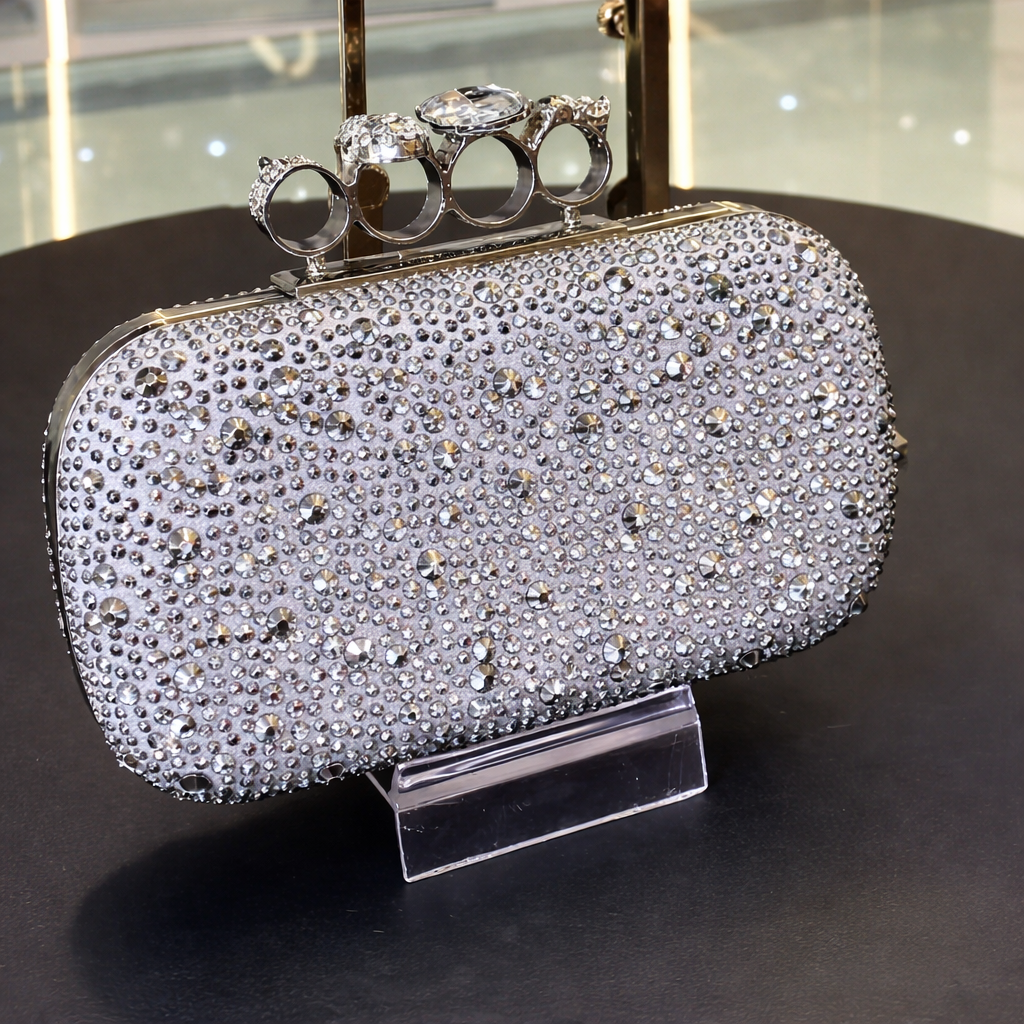 Alexander McQueen Skull Knuckle Crystal-Embellished Clutch