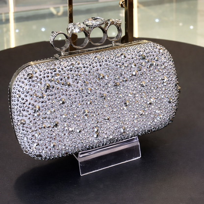 Alexander McQueen Skull Knuckle Crystal-Embellished Clutch