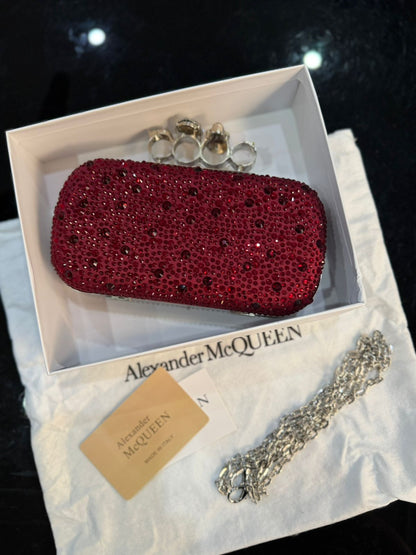 Alexander McQueen Skull Knuckle Crystal-Embellished Clutch